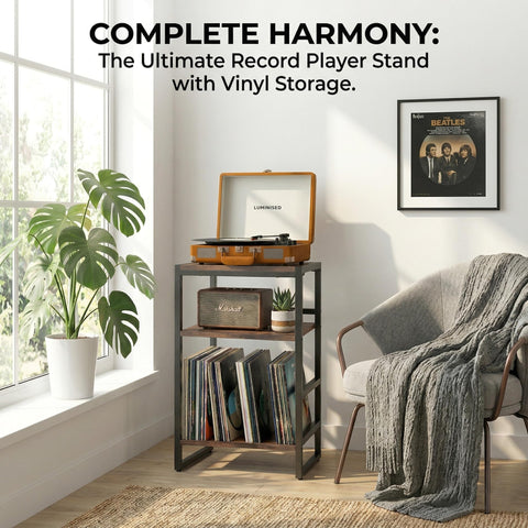 Vinyl storage holds up to 120 albums for growing collections