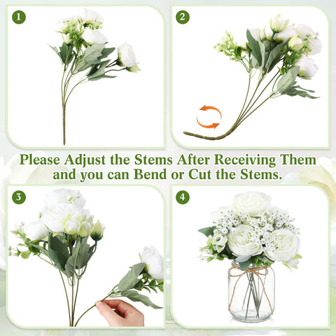 Zeyune artificial peony bouquet adds year-round elegance to any table.