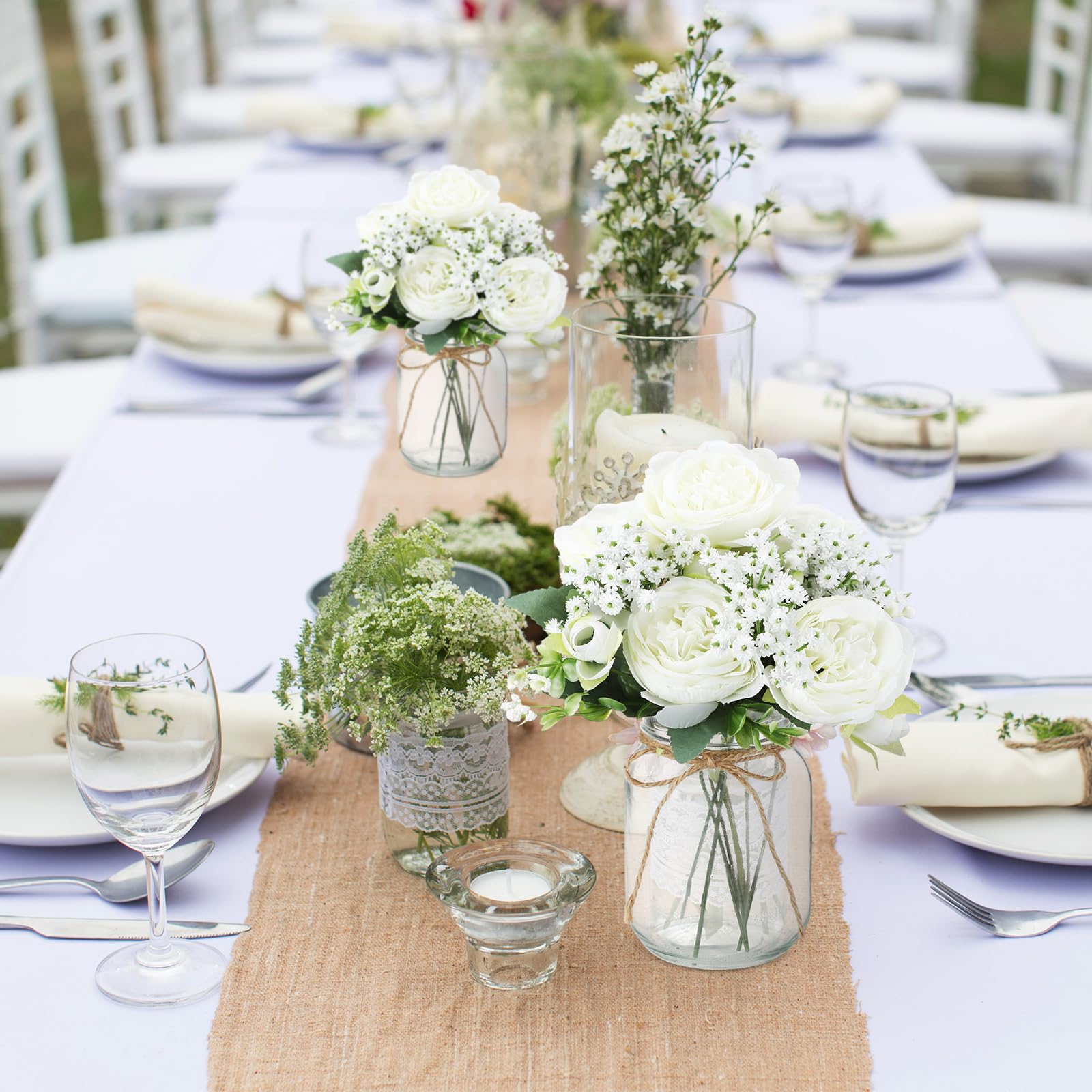 Zeyune wedding table decor with 12 vases creates cohesive charm.