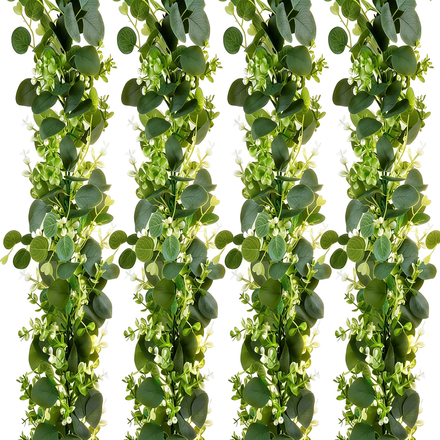 Zfaron Eucalyptus Garland close-up shows textured silver-dollar leaves for lush decor