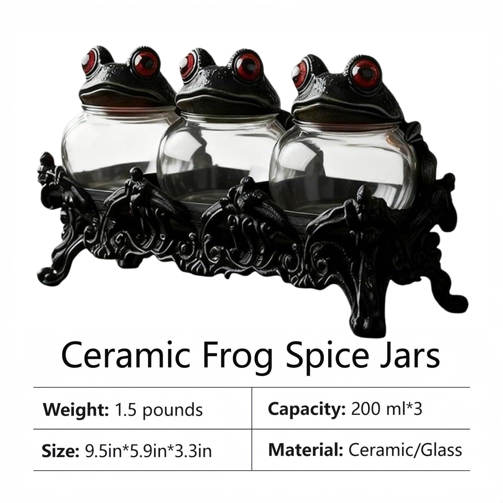ZFFACAIOW handcrafted-apothecary-set includes three jars for salt pepper herbs.