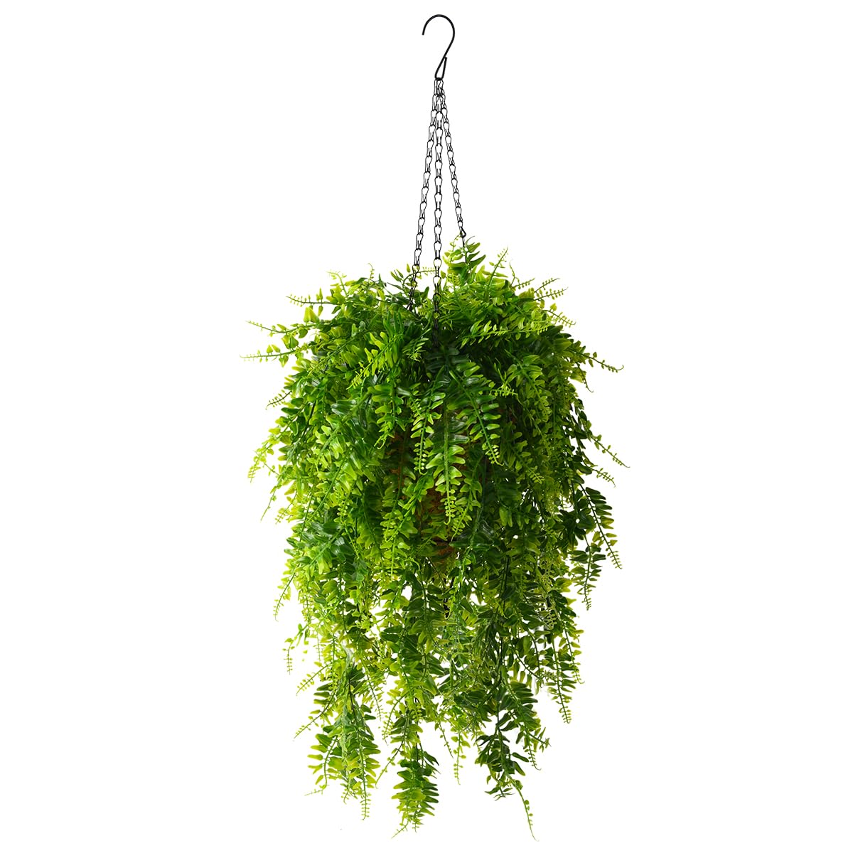ZFProcess artificial eucalyptus hanging basket outdoor setup for year-round color and easy maintenance.