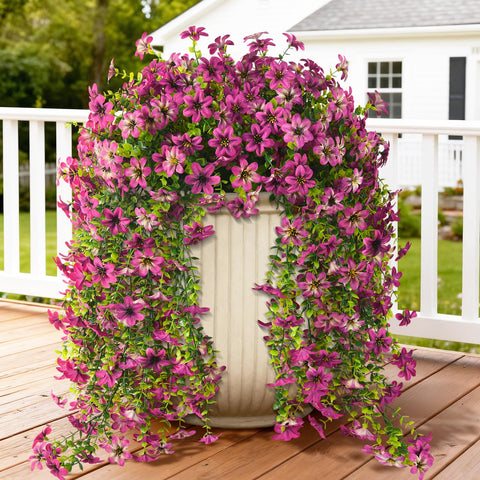 ZFProcess artificial hanging daisies in light purple for durable outdoor decor