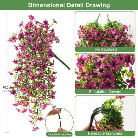 ZFProcess artificial hanging daisies in red offer vibrant interior or porch appeal
