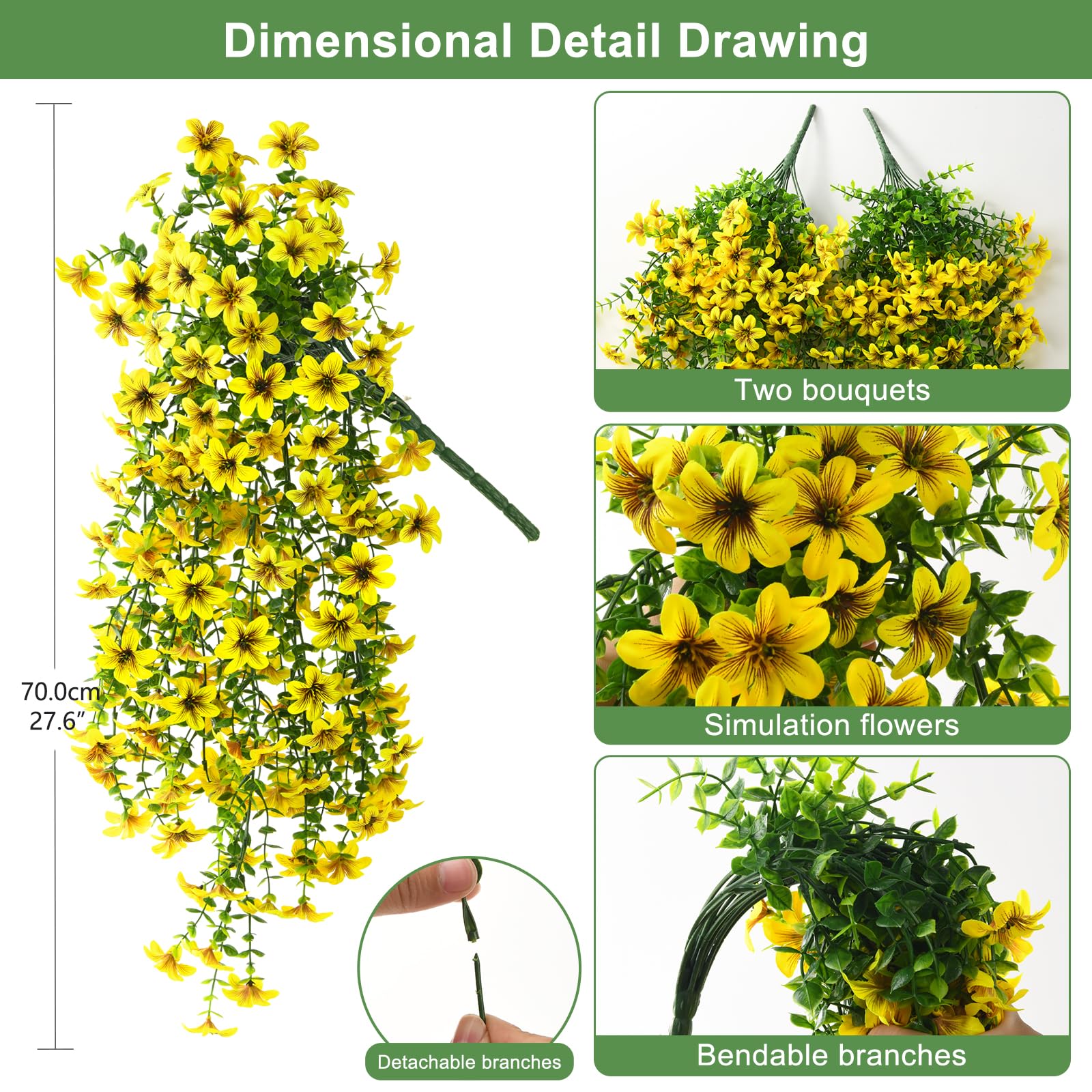 ZFProcess hanging daisy yellow wall-display shows vibrant UV-resistant finish for outdoor use