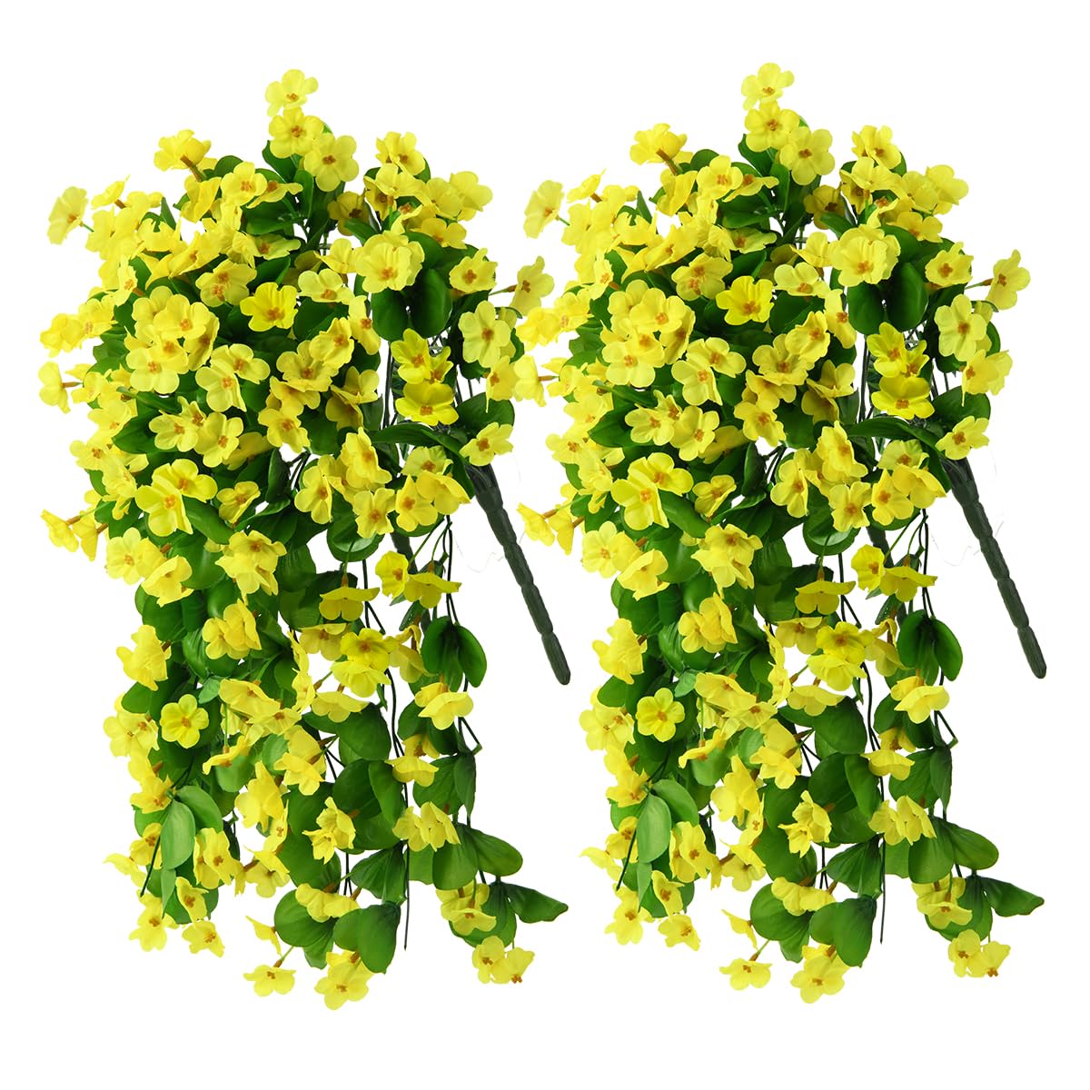 ZFProcess artificial hanging flowers in yellow brighten porches and patios.