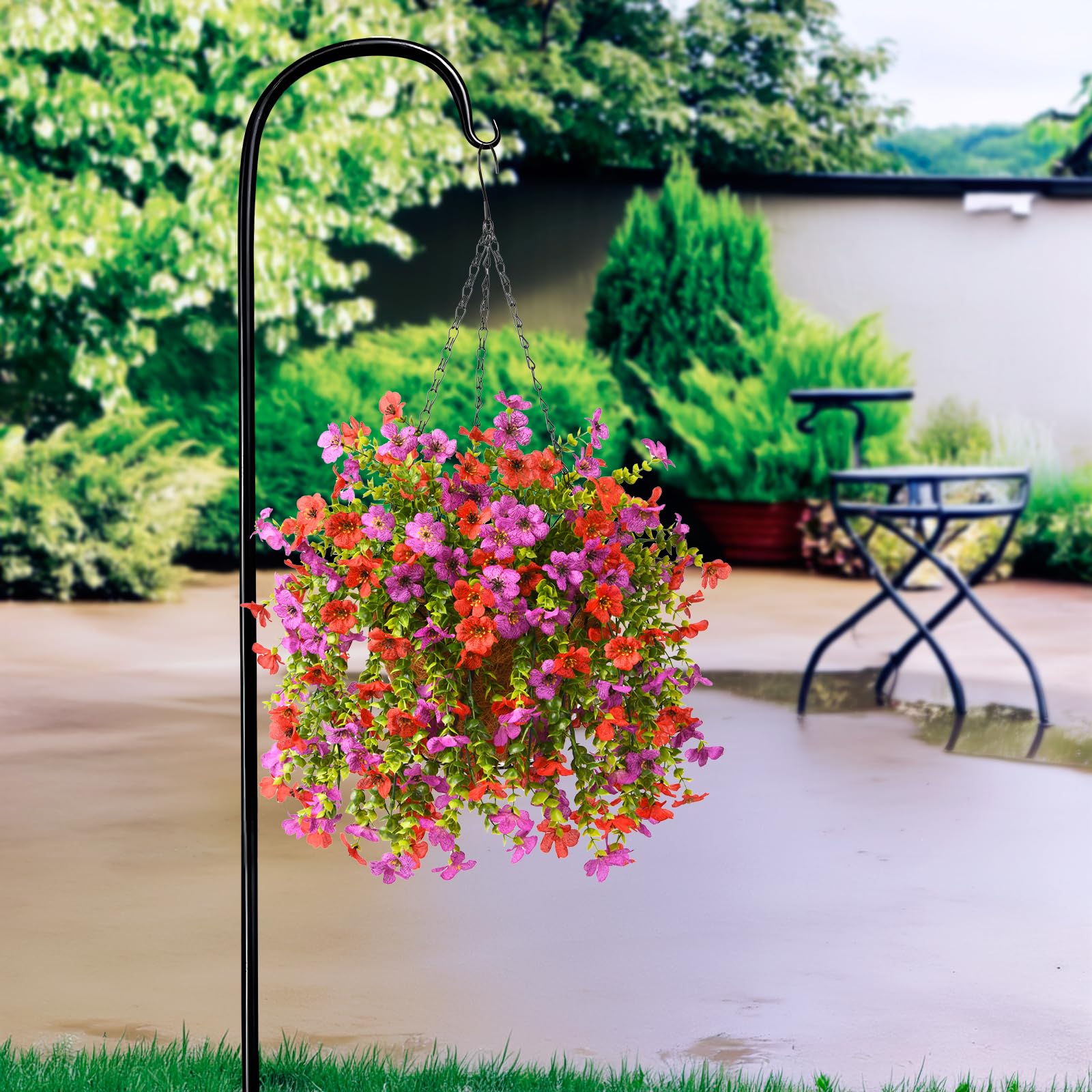 ZFProcess UV-resistant hanging daisies brighten patio decor and keep color.