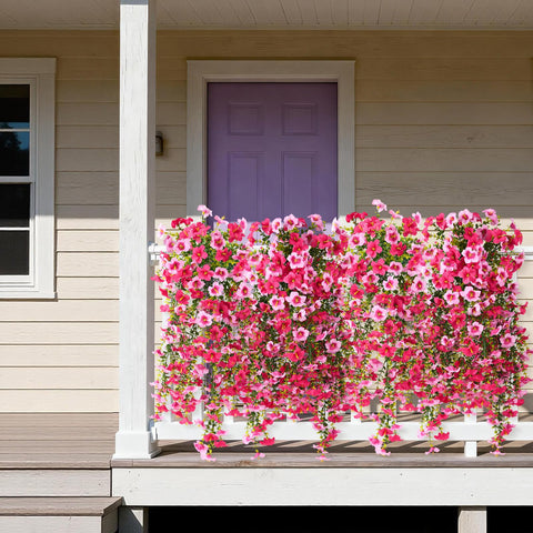 ZFProcess porch decor setup showcases hanging flowers enhancing entryways with minimal maintenance
