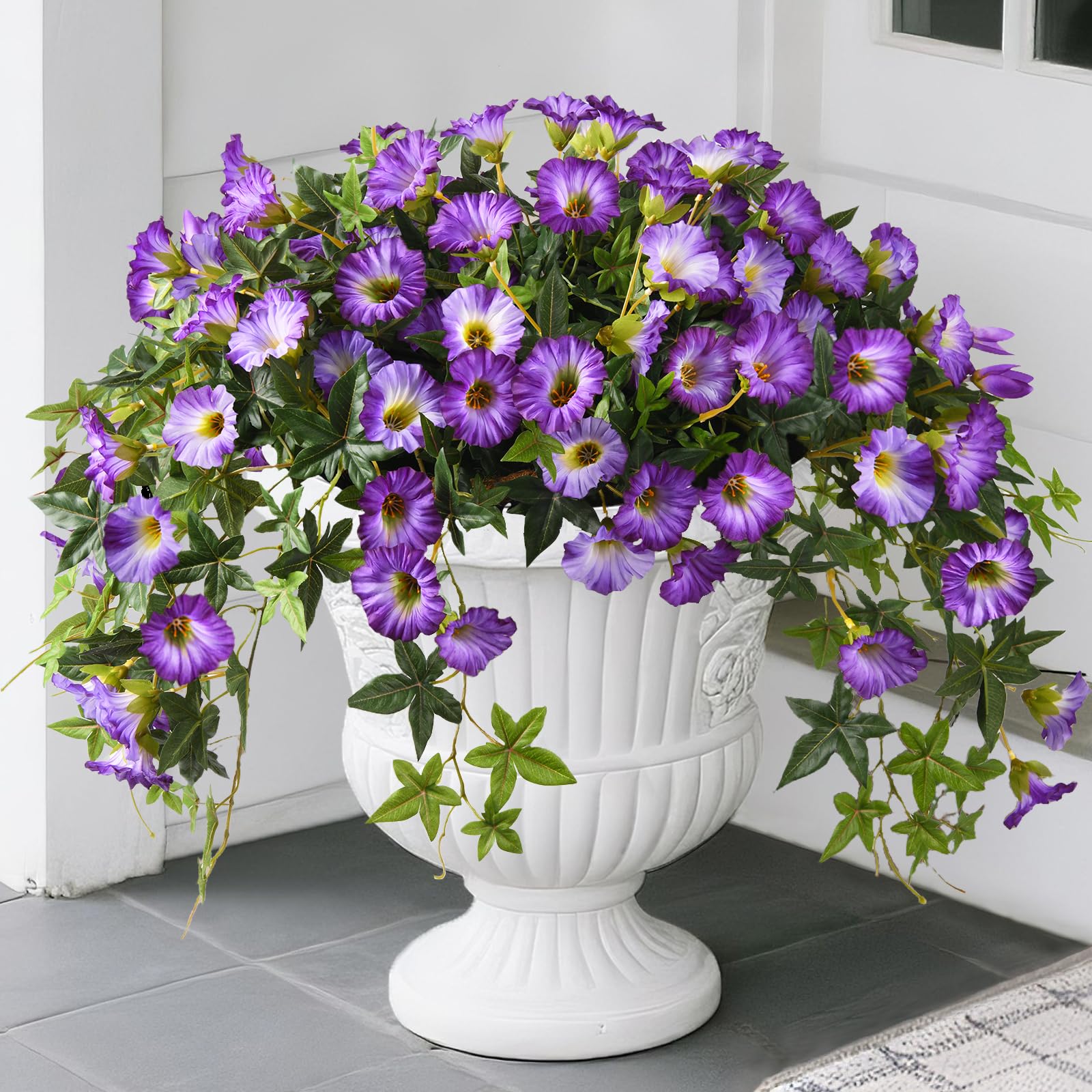 ZFProcess artificial petunias hanging flowers in purple add vibrant porch color.