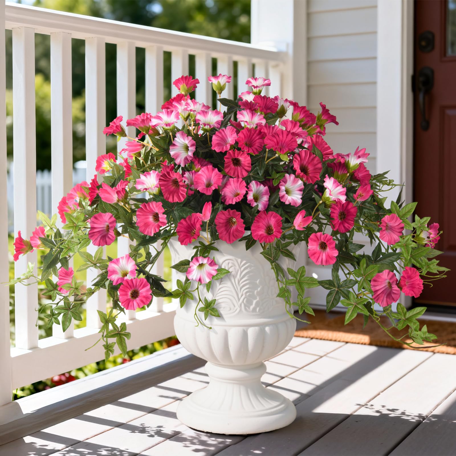 ZFProcess artificial petunias hanging rose red—outdoor decor that lasts.