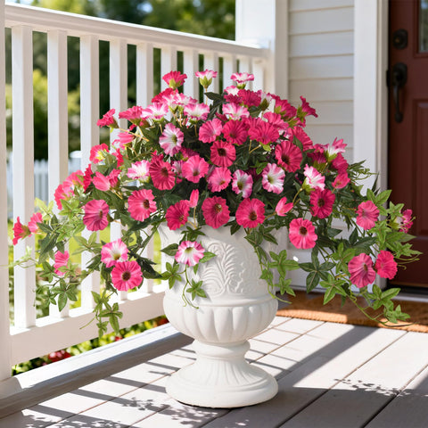 ZFProcess artificial petunias hanging rose red—outdoor decor that lasts.