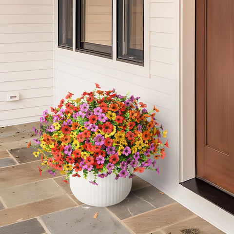 ZFProcess daisy bouquet in hanging basket brightens vertical spaces