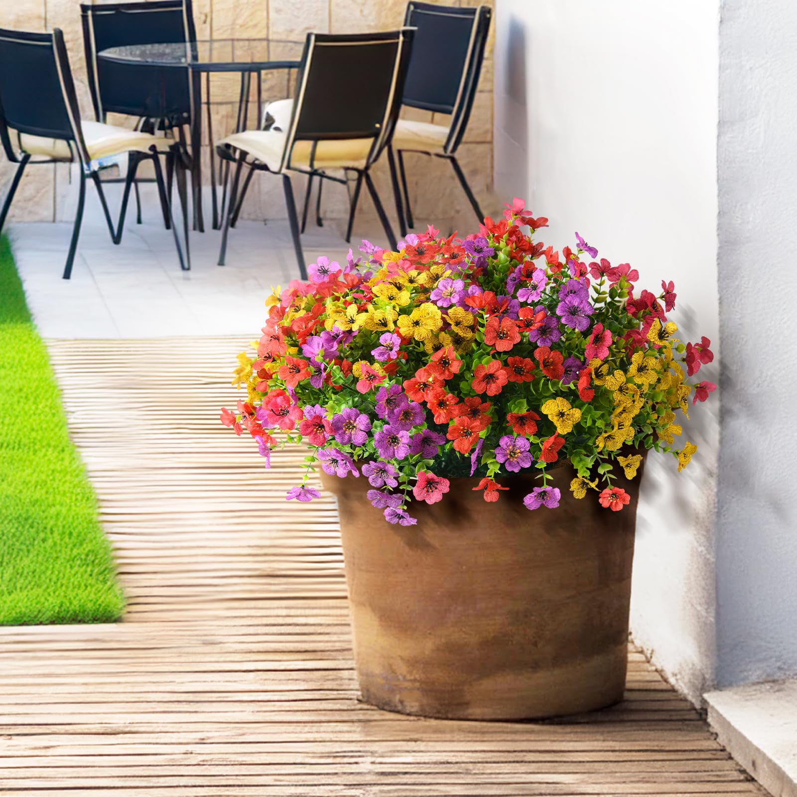 ZFProcess hanging-basket faux flowers ideal for balconies and porches