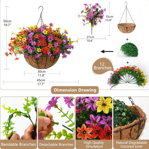 ZFProcess outdoor hanging basket for porch decor, weather-resistant and maintenance-free.