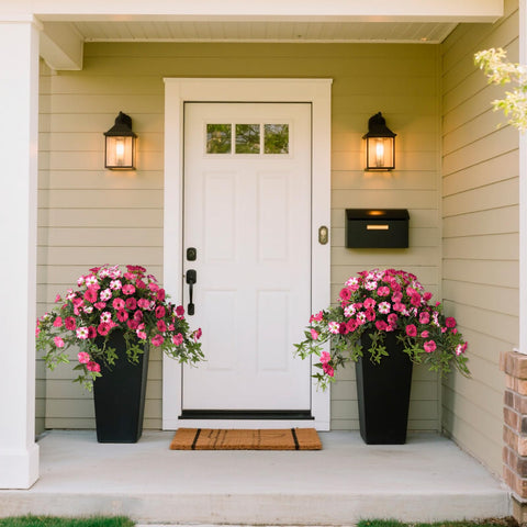 ZFProcess outdoor patio decoration petunias in a hanging display.