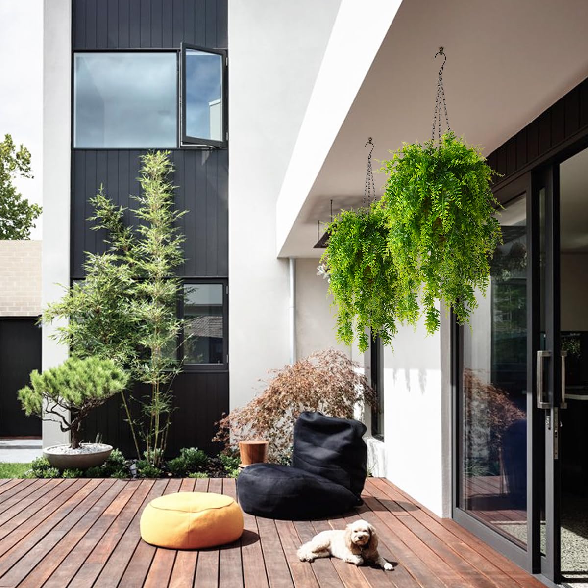 ZFProcess outdoor porch decoration on a sunny balcony adding lush ambience.