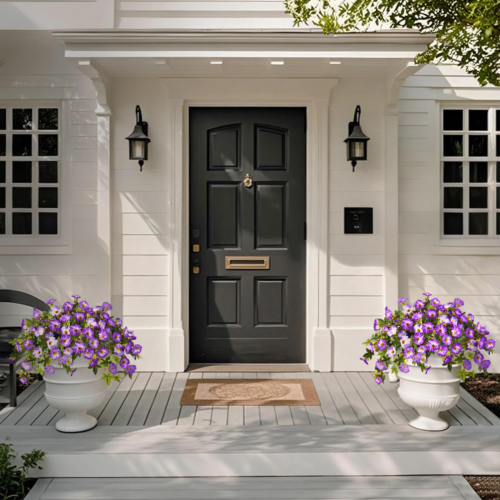ZFProcess outdoor UV-resistant artificial flowers withstand sun and rain.