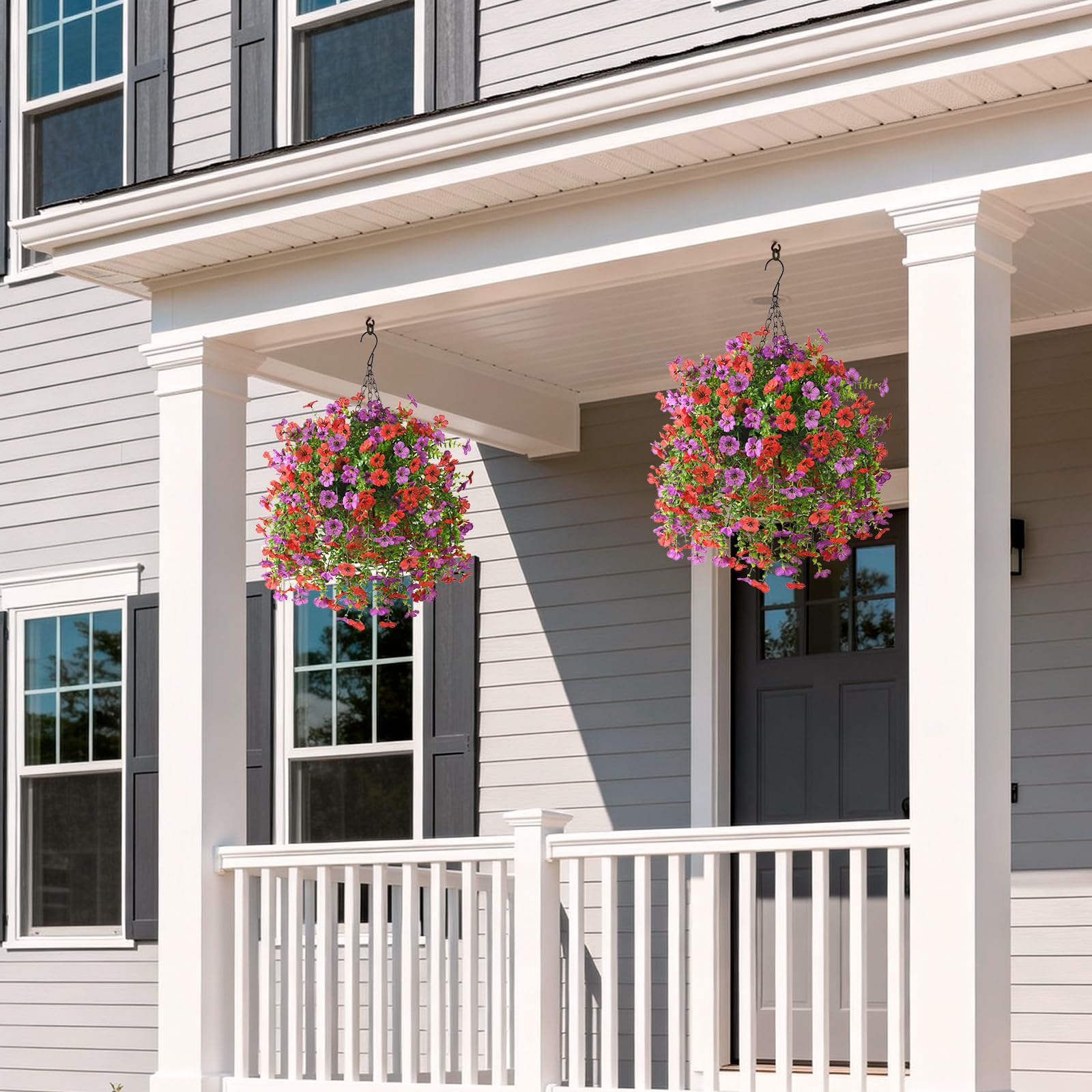 ZFProcess hanging daisy on patio for welcoming entrance.