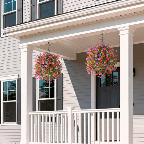 ZFProcess hanging daisy on patio for welcoming entrance.