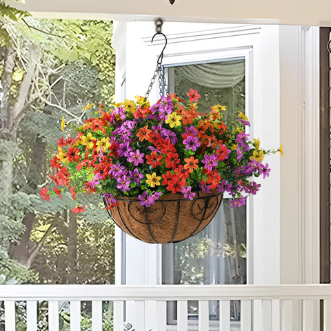 ZFProcess silk flowers with twelve branches provide lush, long-lasting color.
