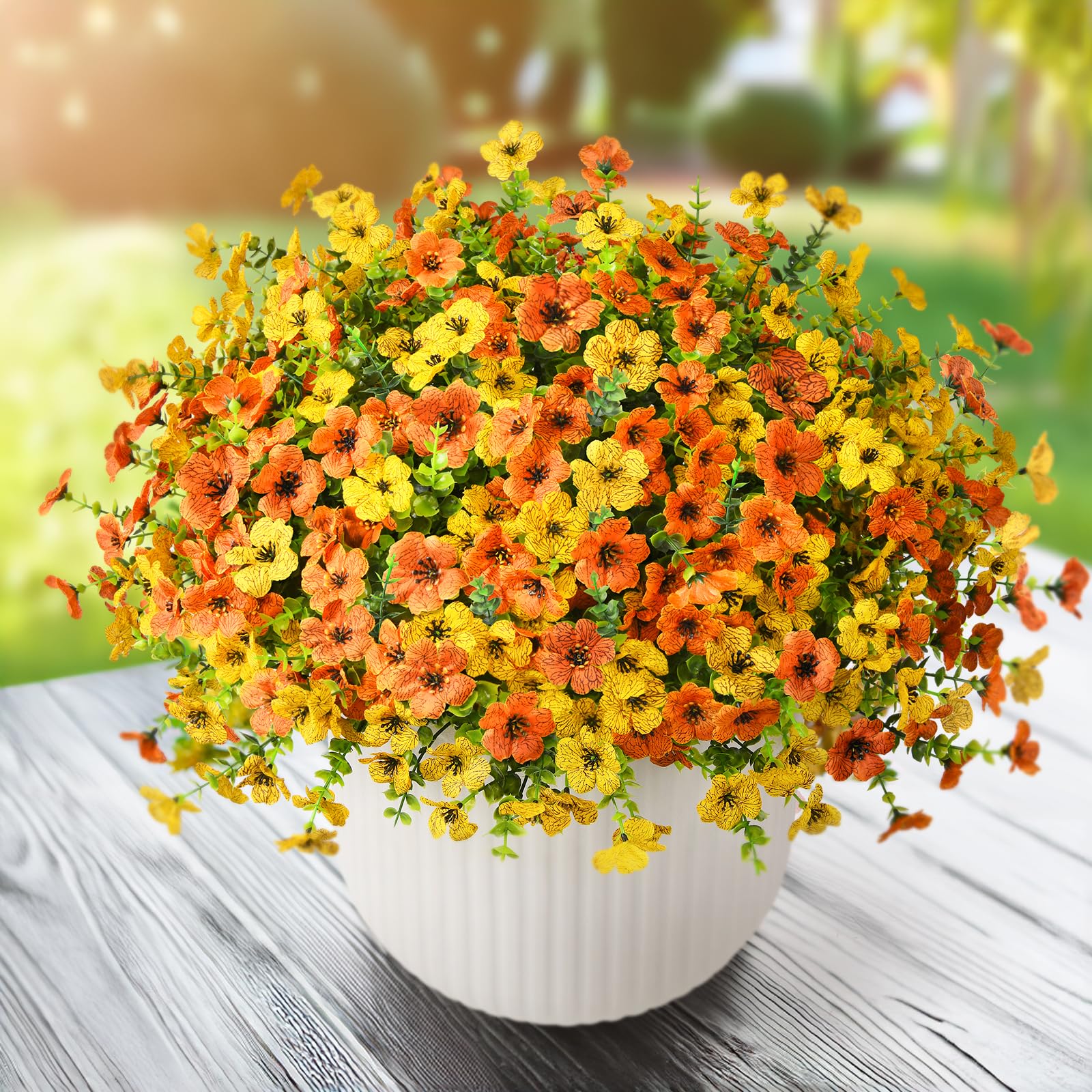 ZFProcess UV-resistant silk and plastic plants endure sun on balconies and decks.