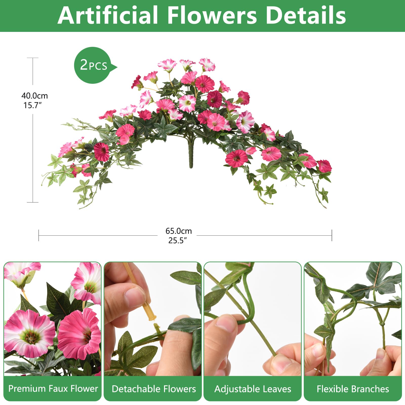 ZFProcess UV-resistant silk petunias for outdoor color that endures.