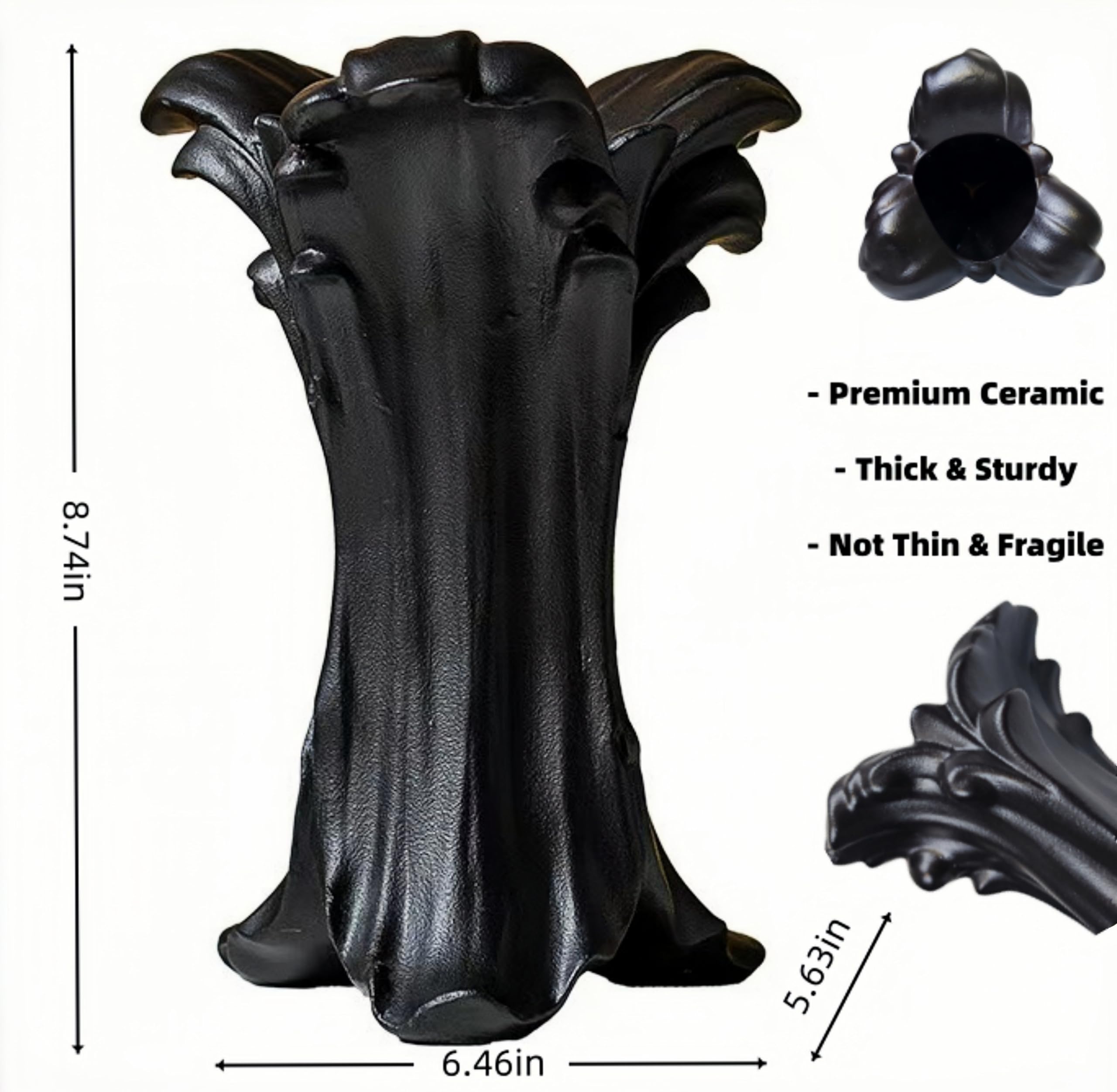 ZgdLScyF matte black finish vase suits dark academia decor.