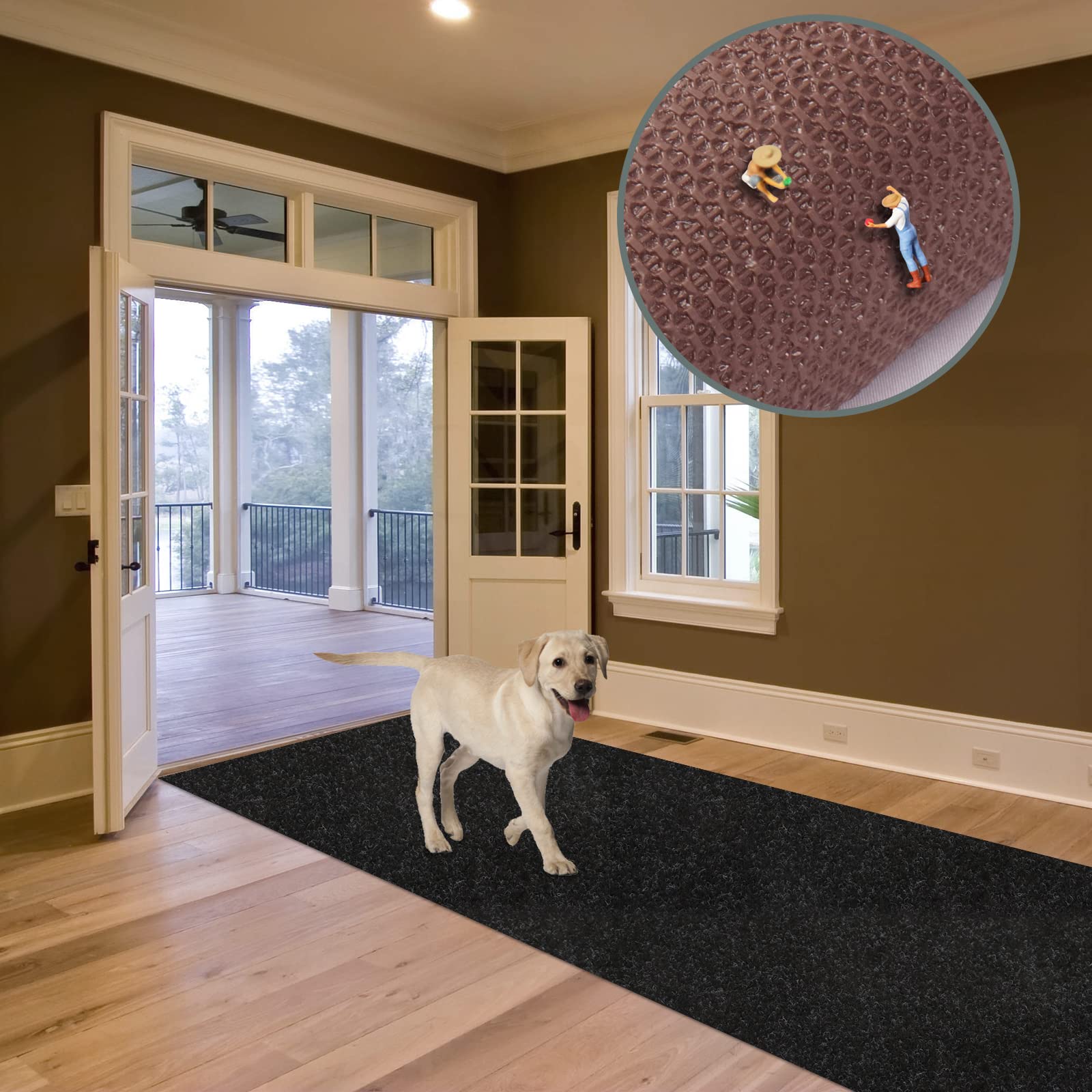 ZGR runner low-pile 0.35-inch thickness fits under furniture and doors.