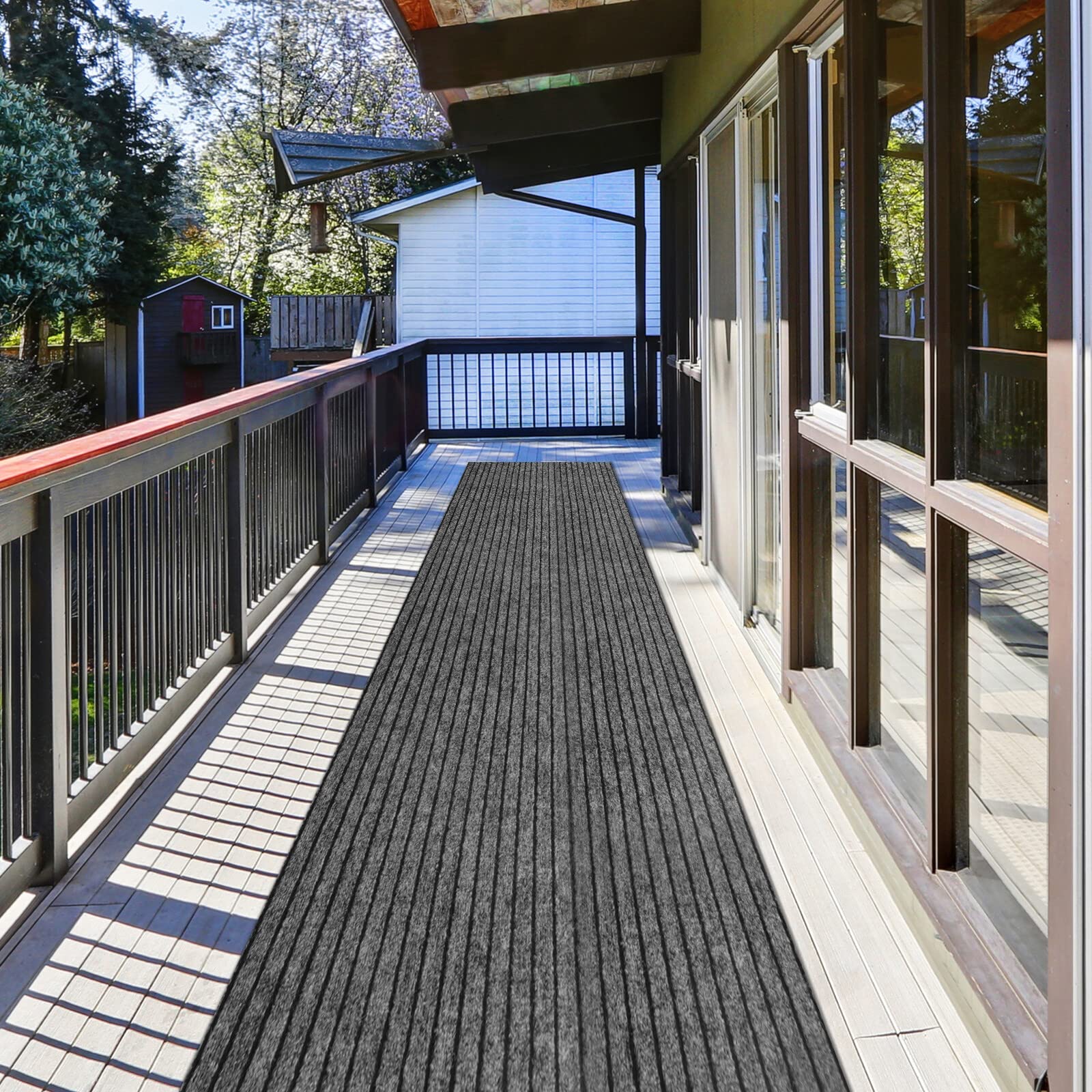 ZGR Runner Rug 2x6 gray-black stripe with non-slip backing for safer entryways.