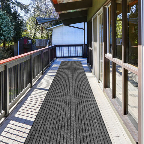 ZGR Runner Rug 2x6 gray-black stripe with non-slip backing for safer entryways.