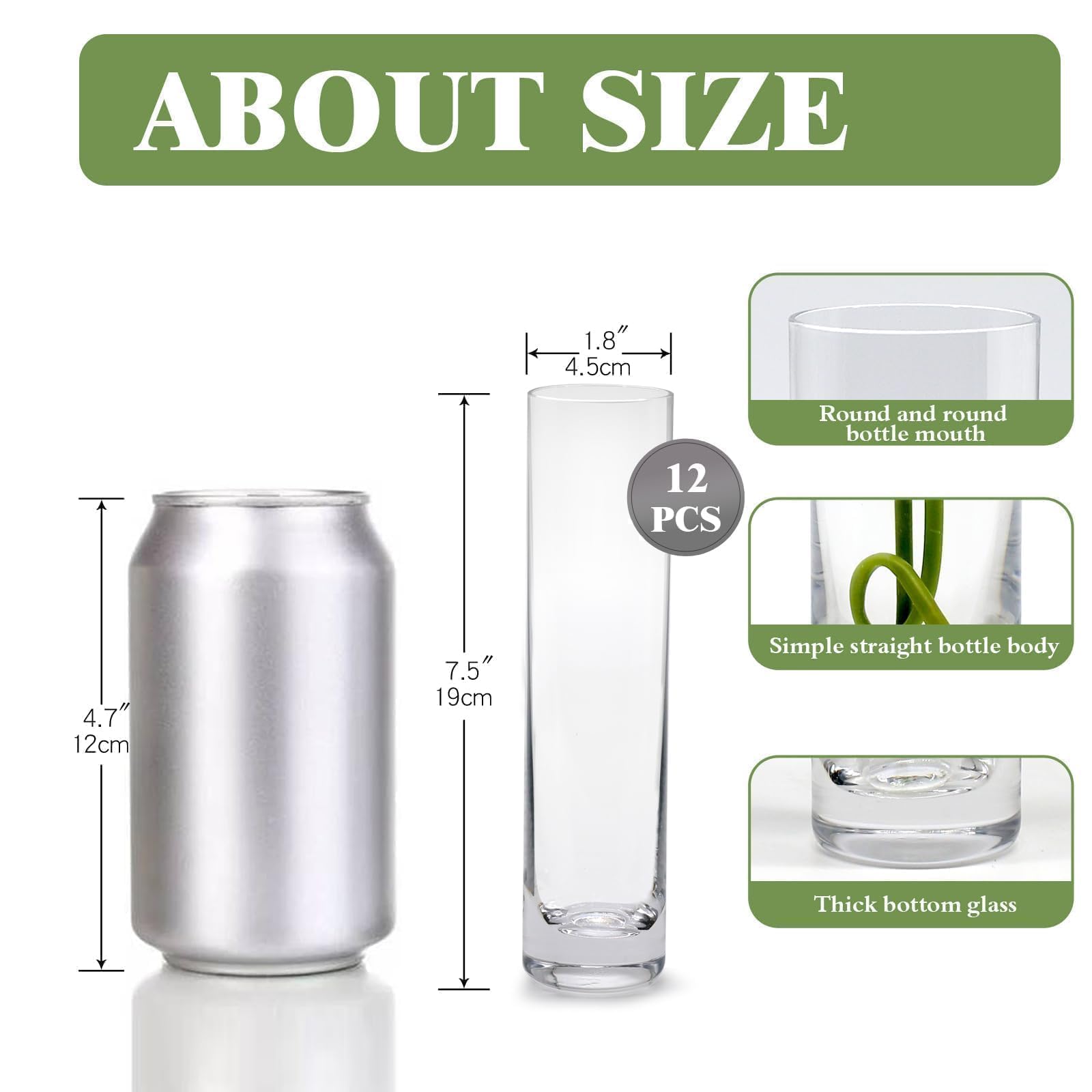 ZHAOHAI clear vase mouth smooth enhances delicate bouquet presentation