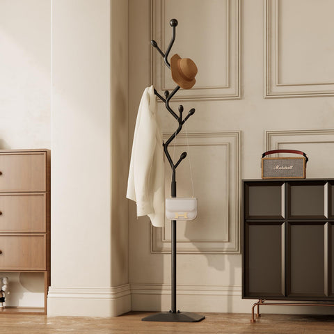 ZHBHYZ tree-shaped coat rack stand with 8 hooks for organized hallway storage.