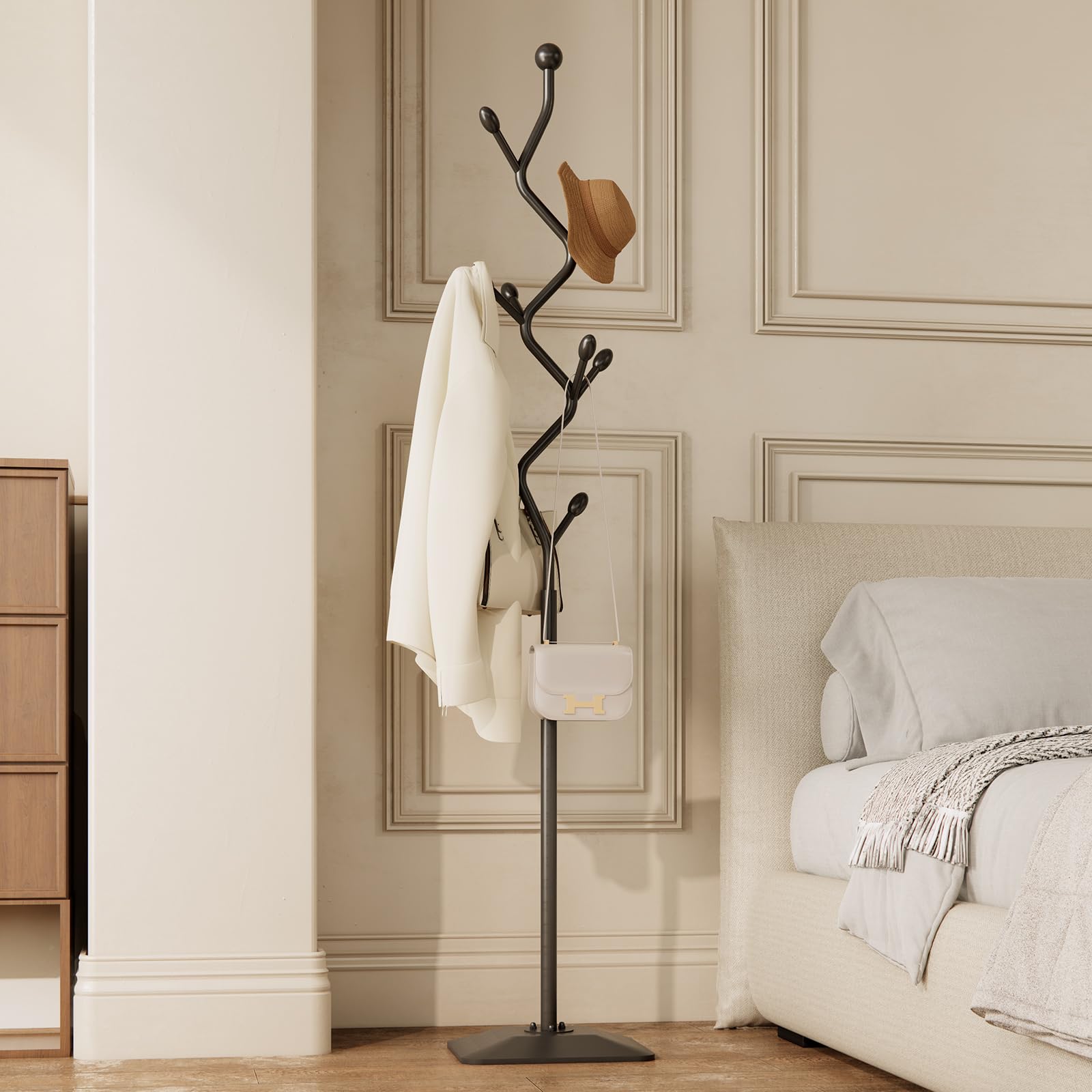 ZHBHYZ space-saving coat stand for small entryways with eight hooks.