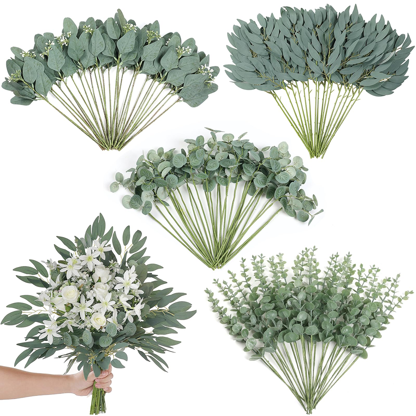 Zheart Silver Dollar Eucalyptus branch for DIY bouquets and elegant wedding accents