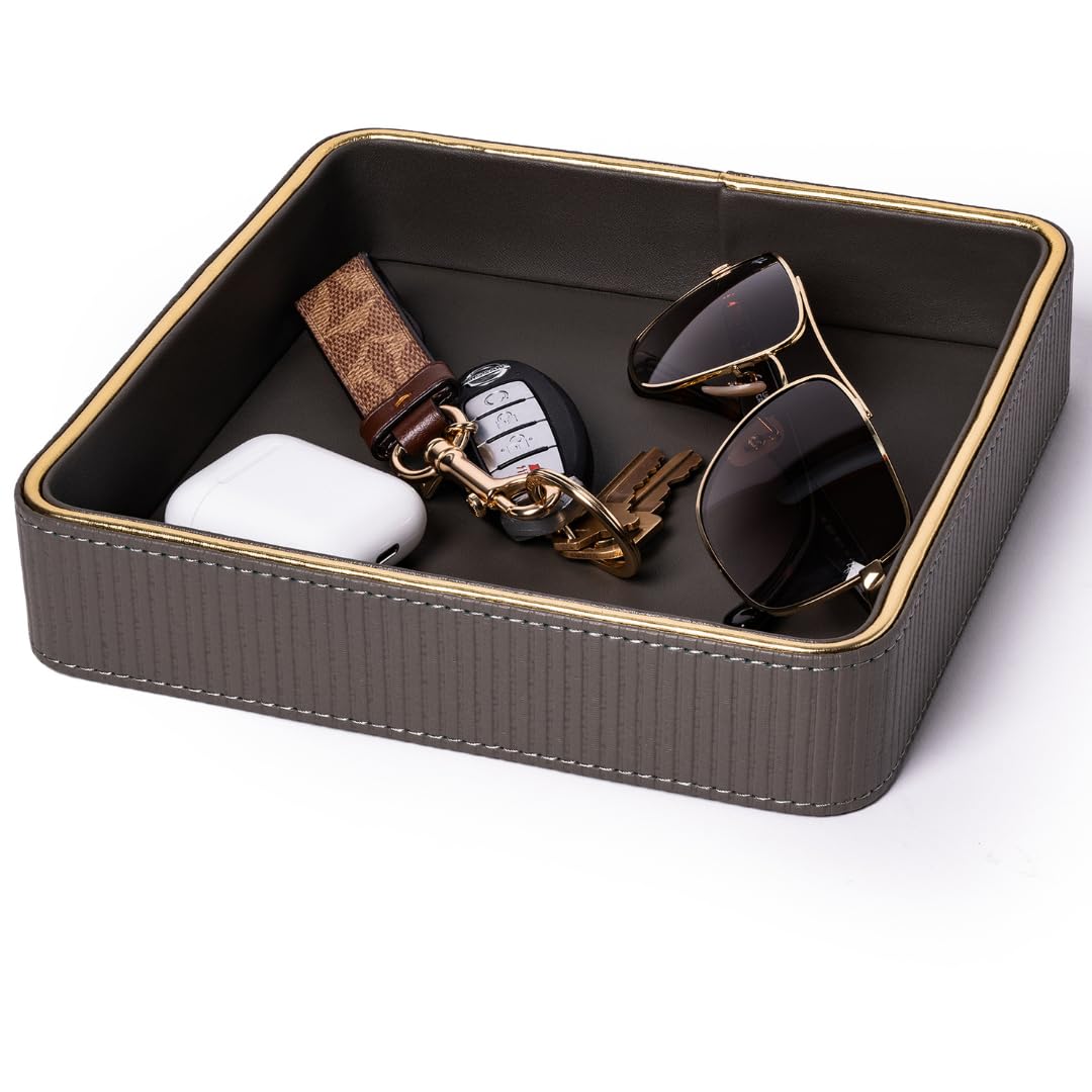 ZHEM key bowl entryway texture closeup showing premium faux leather quality