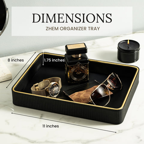 ZHEM leather catchall tray close stitching detail emphasizes hand-stitched craftsmanship.