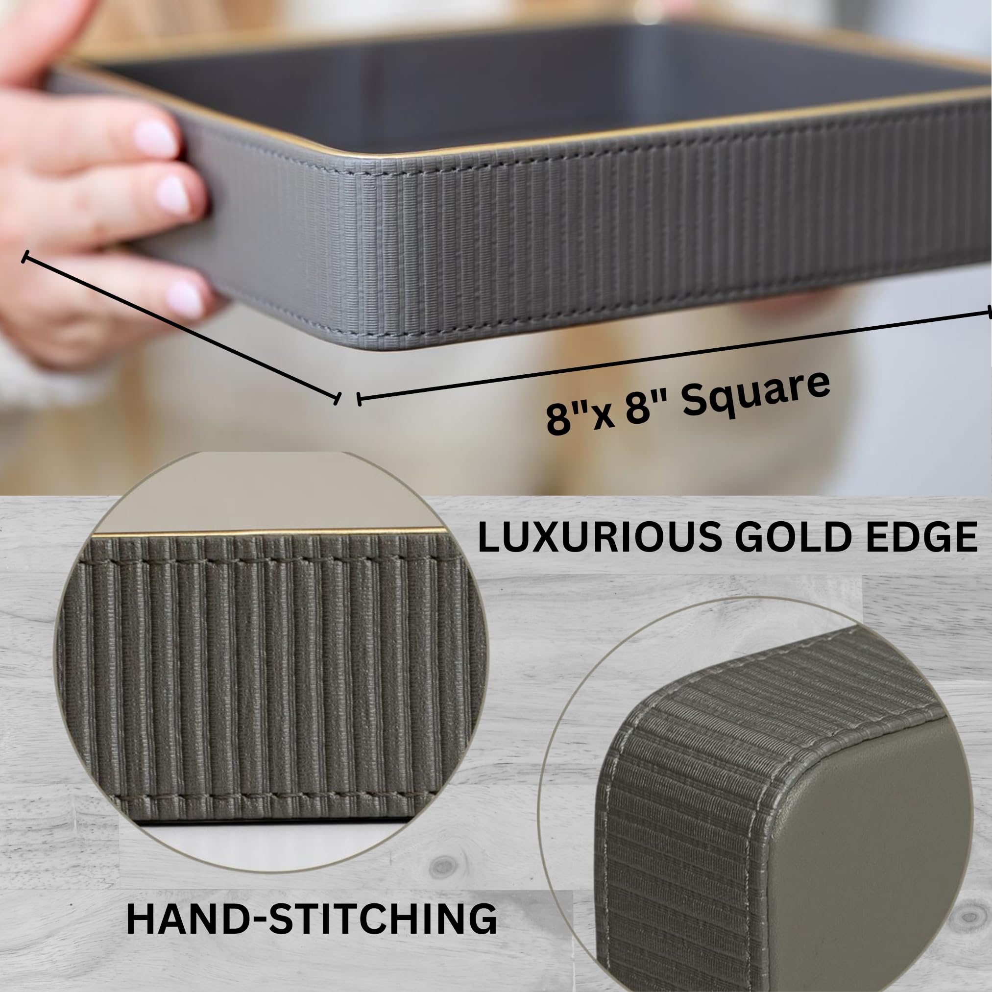 ZHEM water resistant leather tray protects items from spills