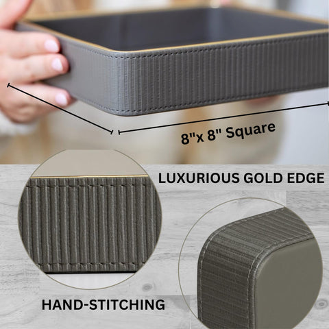 ZHEM water resistant leather tray protects items from spills