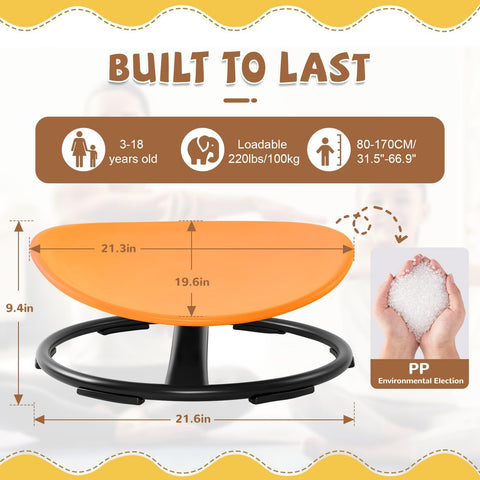 Zhenx Spinning Chair orange side view shows compact footprint for small spaces.