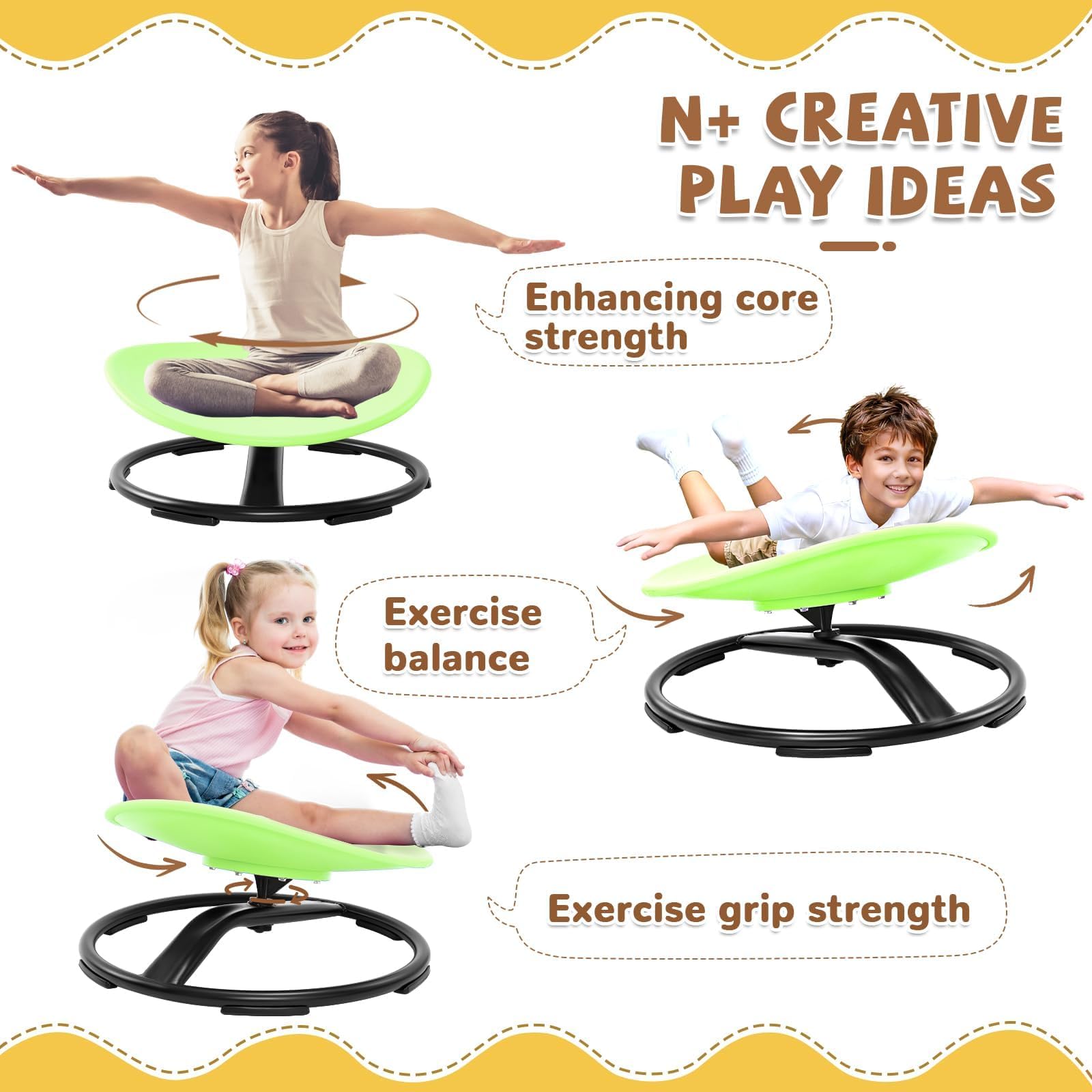Zhenx Spinning Chair rotation enables smooth 360-degree movement for sensory play.