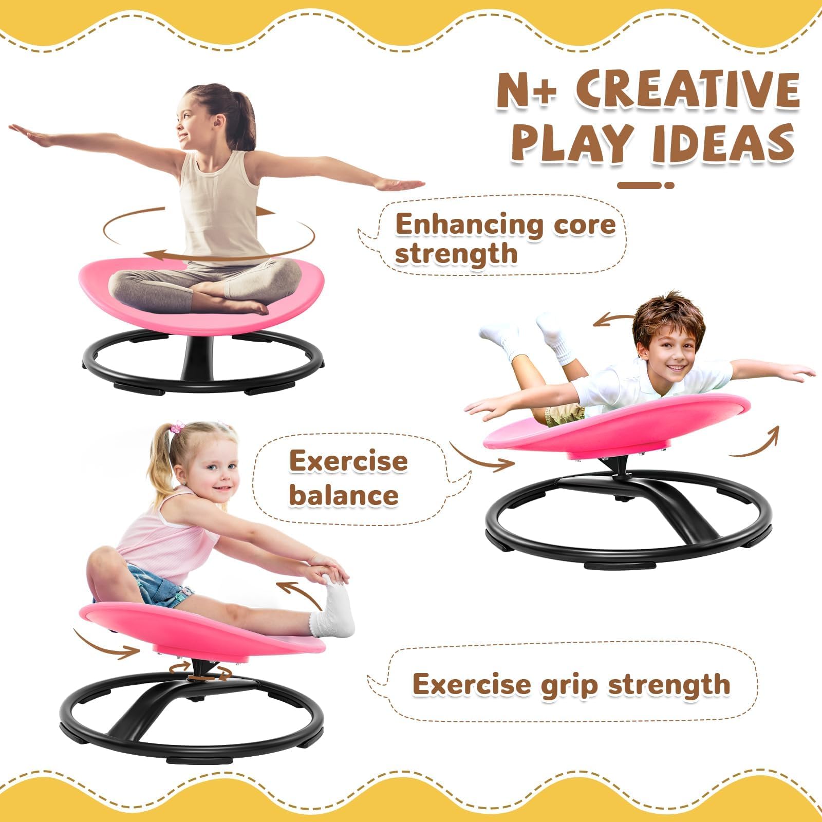 Sturdy metal base supports active movement safely