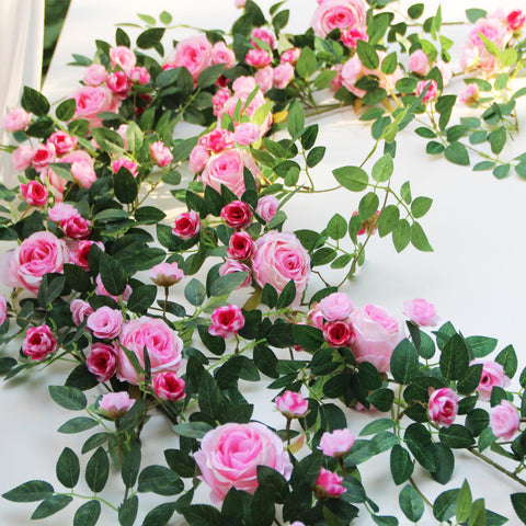 Zhixinyue bendable pink rose garland for weddings and home decor.