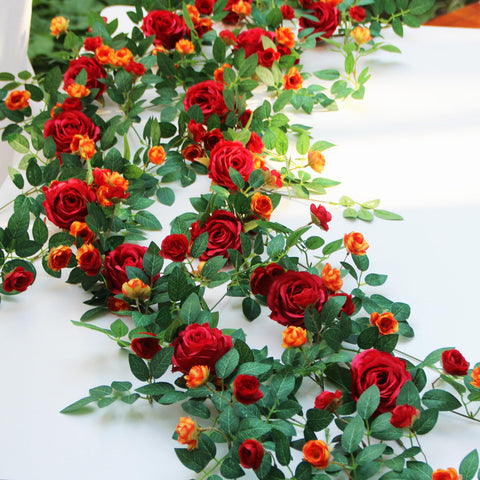 Zhixinyue rose garland 2-pack 6ft setup ready for wedding decor.