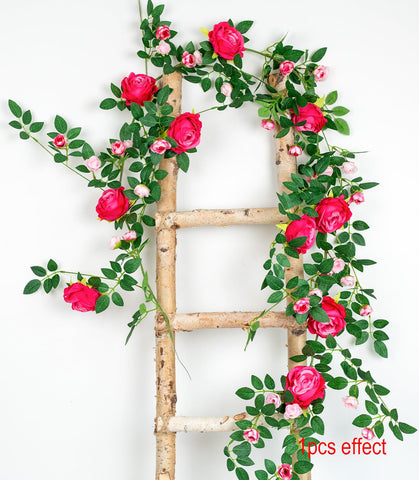 Zhixinyue rose garland wall decor in bright fuchsia for festive spaces.