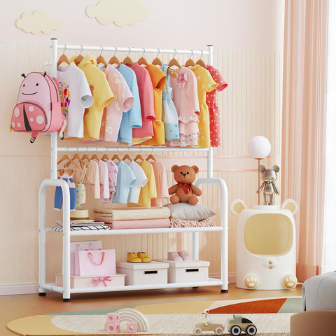 ZHKINGGS adjustable rods height feature supporting baby to kid-sized outfits.