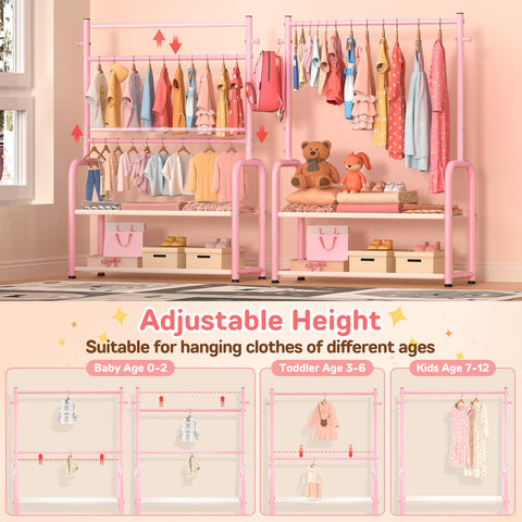 ZHKINGGS baby toddler dress up rack with bottom storage basket for toys