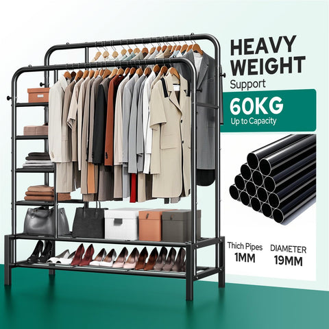 ZHKINGGS clothes rack bottom shelves for folded clothes and shoes storage.