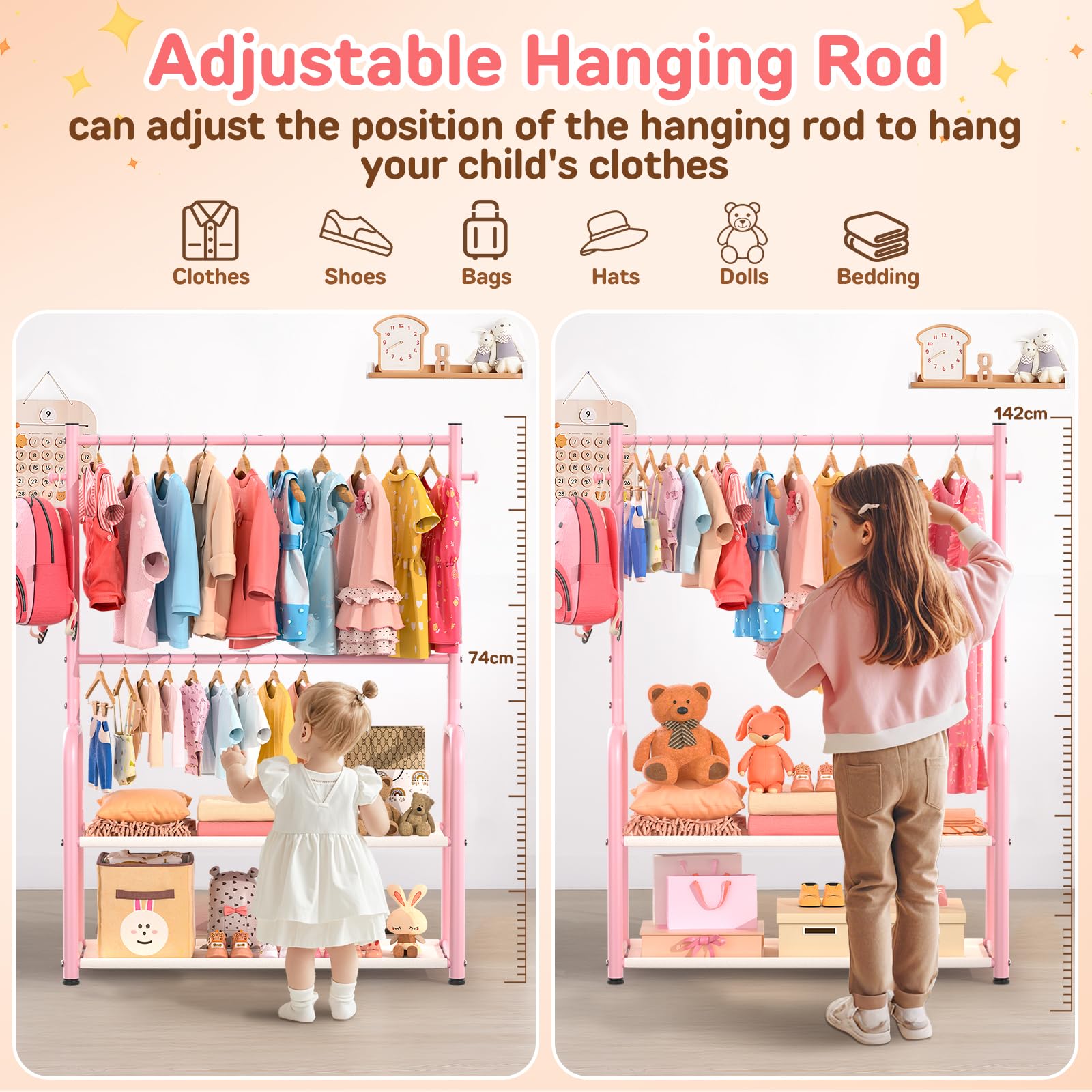 ZHKINGGS multi-functional closet with hooks and extra storage