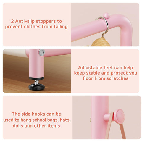 ZHKINGGS kids clothes rack hooks illustrate organized playroom storage.