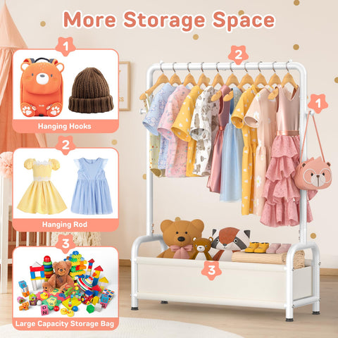 ZHKINGGS wardrobe with bottom basket for toys and clothes storage.